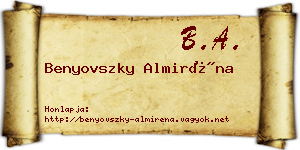Benyovszky Almiréna névjegykártya